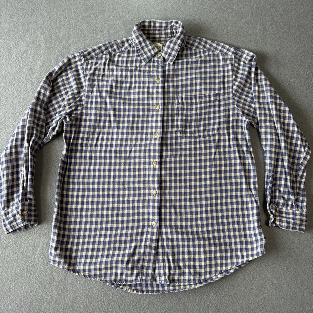 Eddie Bauer Womens Plaid Flannel Shirt S 100% Cotton Button Up Outdoor Checkered